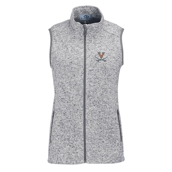 Women's Heather Gray Virginia Cavaliers Summit Fleece Full Zip Sweater Vest