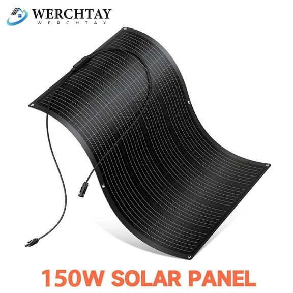 WERCHTAY 12V 150 Watt Solar Panel, Flexible, Monocrystalline, IP68 Waterproof, Portable Solar Panel Charger for Camping, RV, Motorhomes, Home Backup, Generator, Power Station, PV Charging