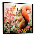 thumbnail image 2 of Designart "Squirrel Blooming in Pink and Green II" Animals Framed Wall Art - Traditional Green Squirrel Living Room Framed Canvas Art, 2 of 6