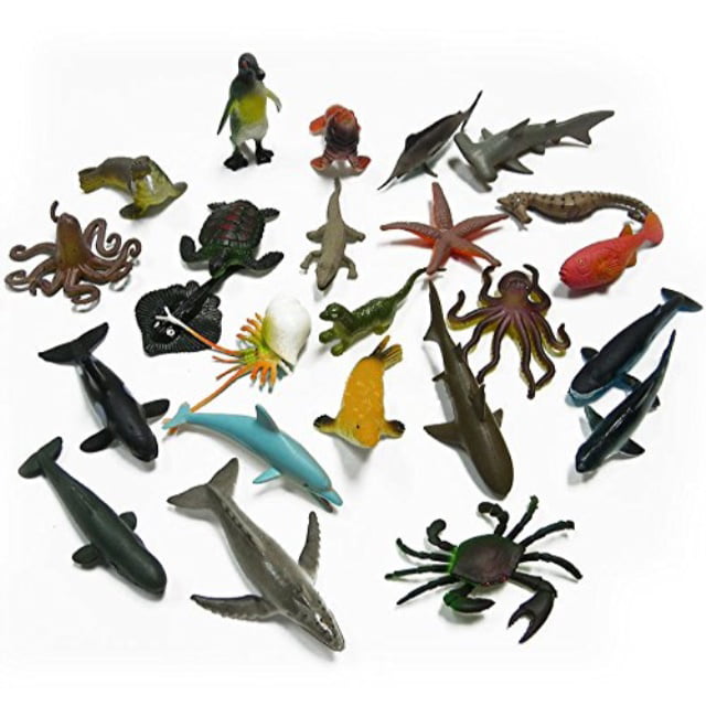 24pcs/set Plastic Ocean Animals Figure Sea Creatures Model Toys Dolphin Turtle 