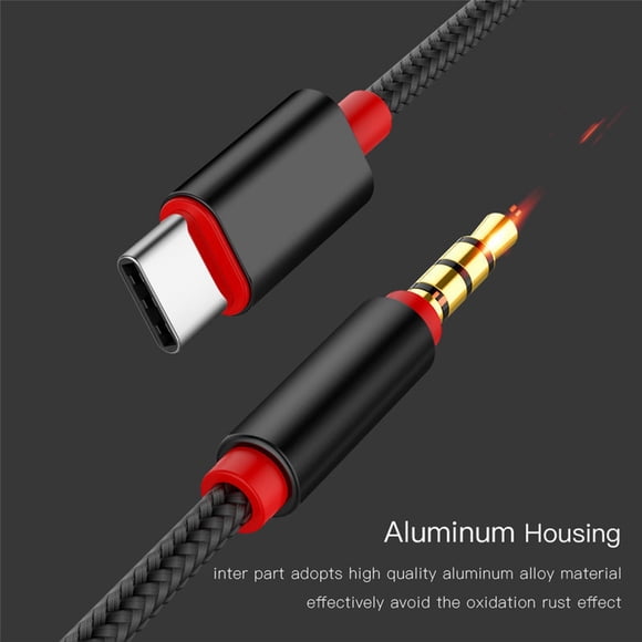 USB C to 35mm Audio Adapter Nylon Braided Auxiliary for Car Headphones Digital Analog Converter