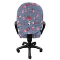 thumbnail image 3 of Romantic Office Chair Slipcover, Funny Raccoons Couple and Cat under Umbrella with Botanical Bouquets, Protective Stretch Decorative Fabric Cover, Standard Size, Red Pink and Blue Grey, by Ambesonne, 3 of 5