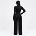 thumbnail image 5 of Girony Women's Polka Dot Workout Outfit Set, Zip Up Stand Collar Jacket & High Waist Flared Pants 2 Piece Yoga Tracksuit, 5 of 8
