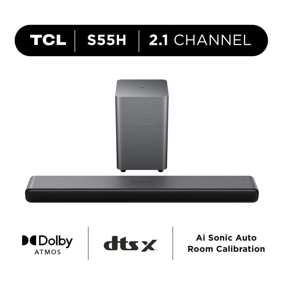 TCL S Class 2.1 Channel Sound Bar with Dolby Atmos, Wireless Subwoofer, and Bluetooth Music Streaming - S55H