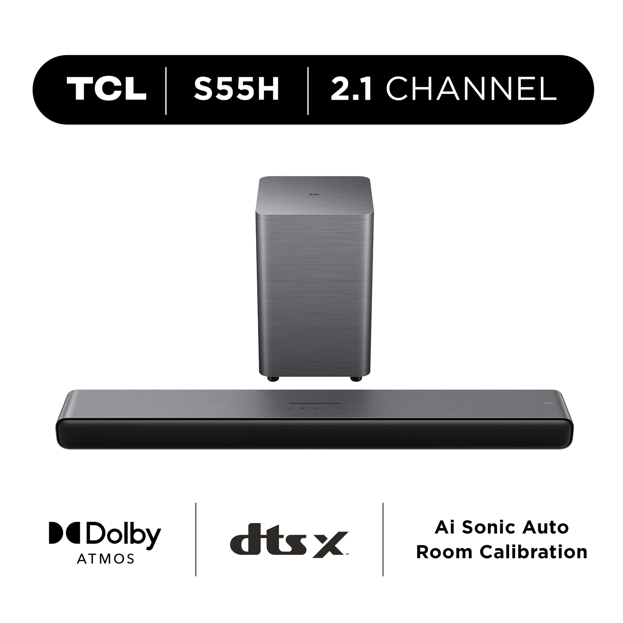 TCL S Class 2.1 Channel Sound Bar with Dolby Atmos, Wireless Subwoofer, and Bluetooth Music Streaming - S55H