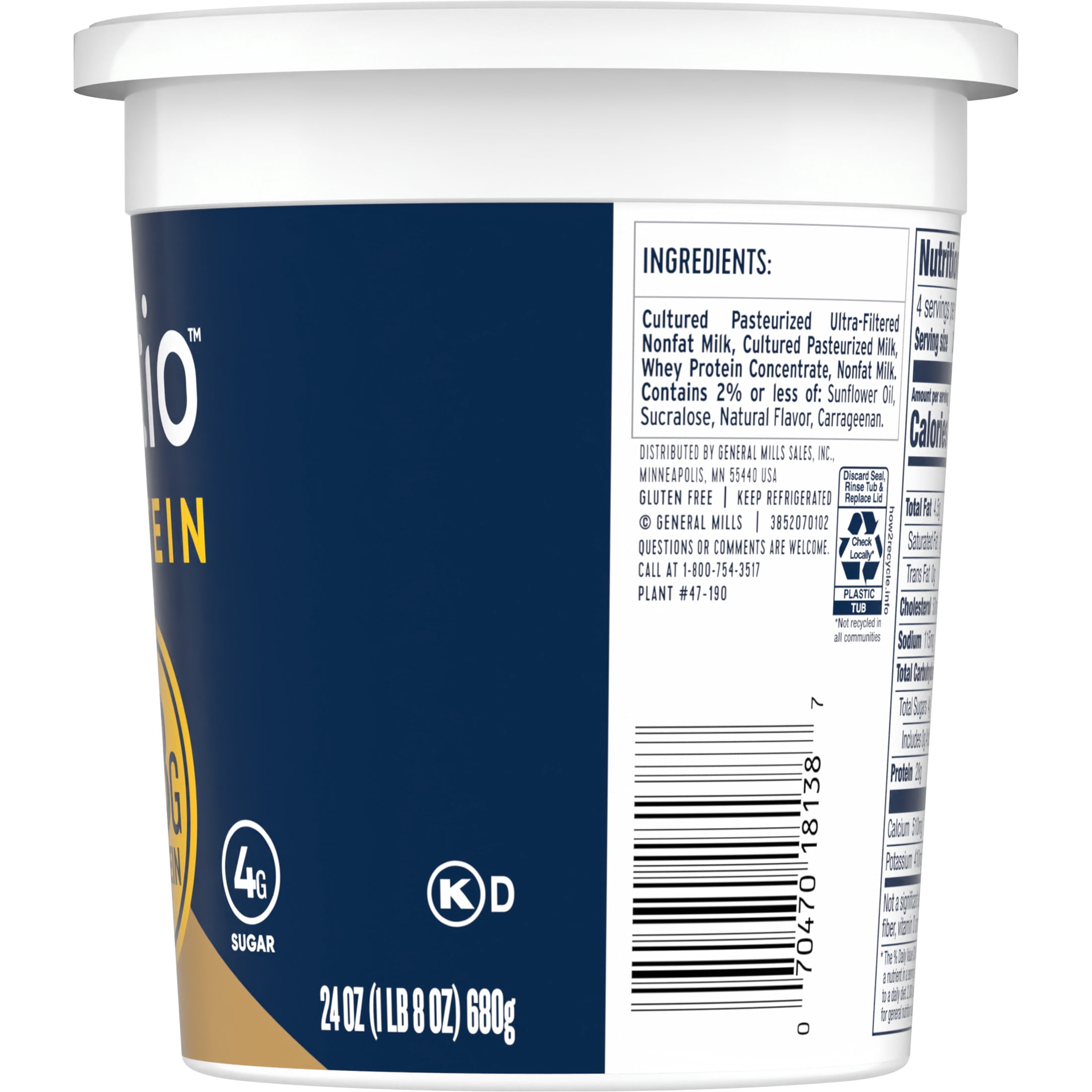 Ratio Yogurt Protein Cultured Dairy Snack, Vanilla, 28g Protein, 24 oz