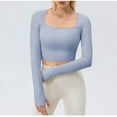 thumbnail image 2 of aidice Yoga Tops for Women Athletic Square Neck Long Sleeve Stretch Skinny Breathable Workout Tops, 2 of 9