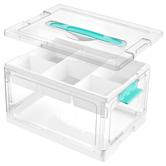 QT Clear Plastic Craft Organizers and Storage Box with Removable Trays and Dividers, Art Supply Organizers and Storage, Ideal Containers for Craft Supplies,