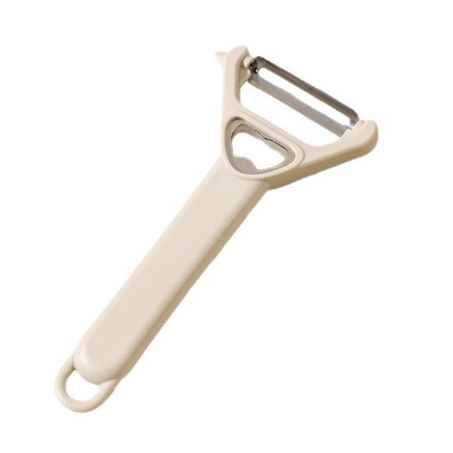 Pelador triangular de frutas y verduras con abridor de botellas 2 en 1. Pelador de cocina y herramienta de bar. Pelador ergonómico de acero inoxidable para patatas, zanahorias y otros alimentos.
