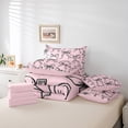 thumbnail image 5 of Manfei Girly Bowknot 7 Pieces Bedding Comforter Set,Kawaii Bow Full Bedding Set Lightweight,Black Pink Fitted Sheet Flat Sheet,Lightweight Cartoon Room Decorative,Reversible, 5 of 7