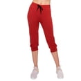 thumbnail image 2 of ALWAYS Capri Jogger Pants, Women's Casual Slim Bottoms Red US 2XL, 2 of 5