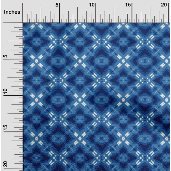 oneOone Cotton Poplin Twill Navy Blue Fabric Geometric Shibori Fabric For Sewing Printed Craft Fabric By The Yard 56 Inches Wide
