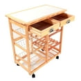 thumbnail image 3 of Ktaxon Rolling Wood Kitchen Trolley Island Utility Storage Cart With Drawers Baskets,Kitchen Cart On Wheels, 3 of 11