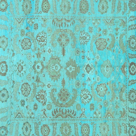 Ahgly Company Indoor Square Oriental Light Blue Traditional Area Rugs, 8' Square