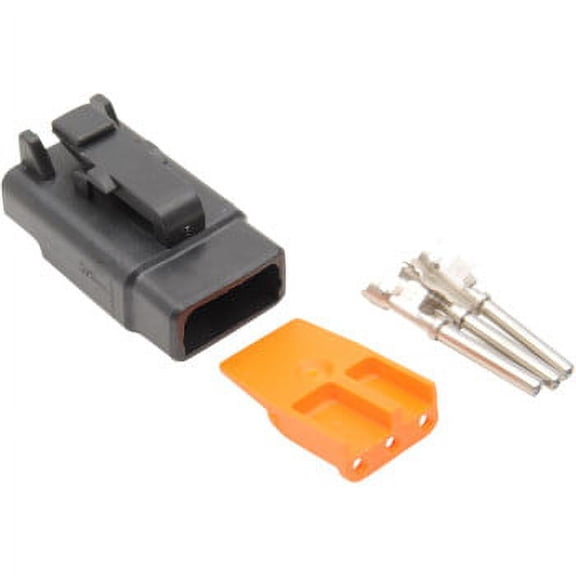 NAMZ Deutsch DTM 3-Position Plug w/3 Stamped Terminals & Wedgelock - Black (HD 74113-98BK)