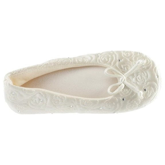 Isotoner Terry Lined Rose Quilted Ballerina Slippers (Women)
