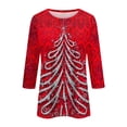 thumbnail image 4 of Women's Christmas Red Sweater with Sparkling Ribbon Design, 3/4 Sleeve, Casual Holiday Top, 4 of 5