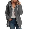 thumbnail image 2 of adviicd Women's Sherpa Fleece Hooded Jacket Zip Up Fuzzy Sweatshirts Fall Winter Warm Soft Cozy Clothes (Light Gray, 4XL), 2 of 6