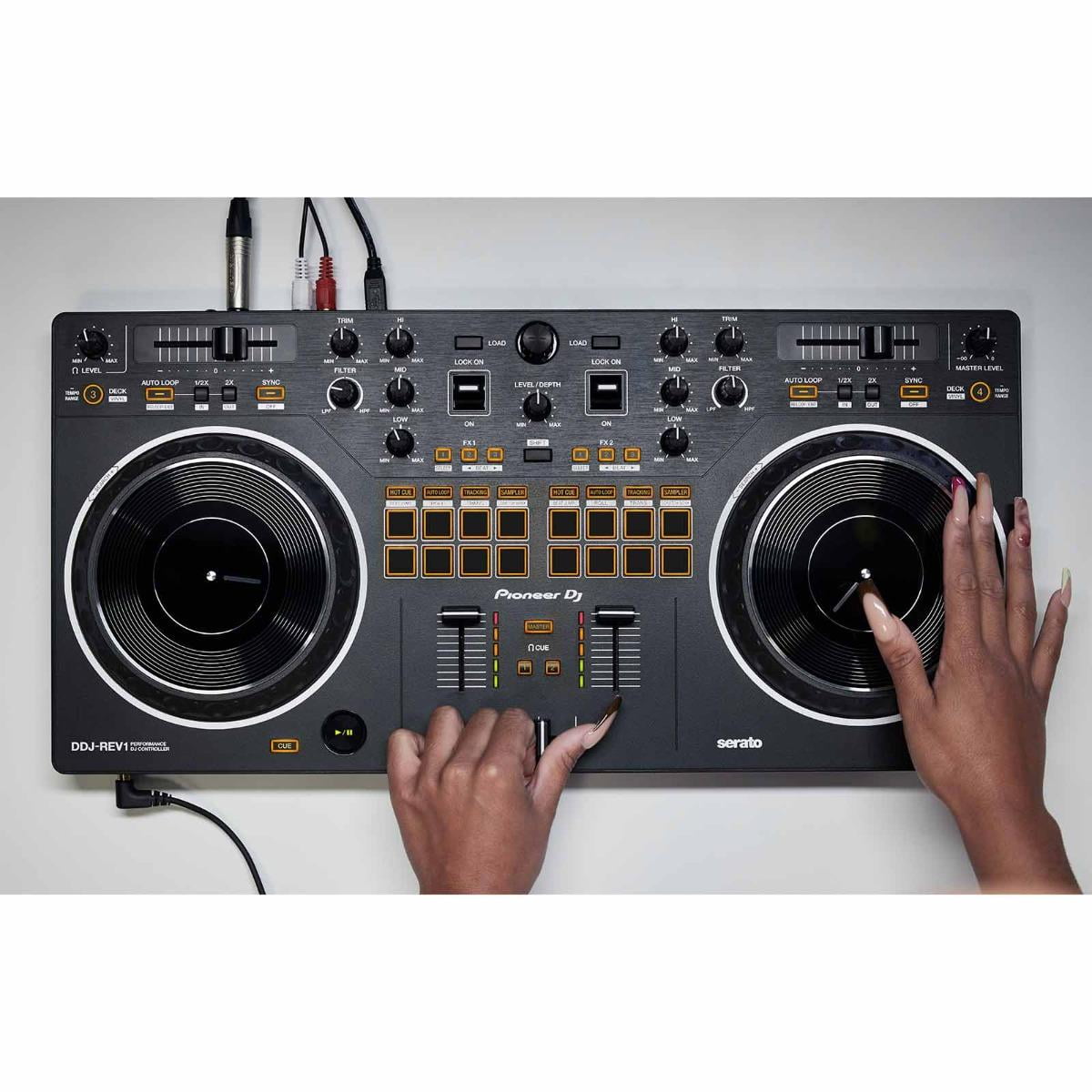 Pioneer DJ DDJ-REV1 Scratch Style 2-Channel DJ Controller for Serato DJ Lite with Case & Cover Package