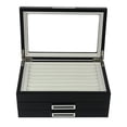 thumbnail image 4 of Black Ebony Wood Cufflink Case & Ring Storage Organizer with Stainless Steel Engravable Design Accent Men's Jewelry Box for 108 Cufflinks, 4 of 6