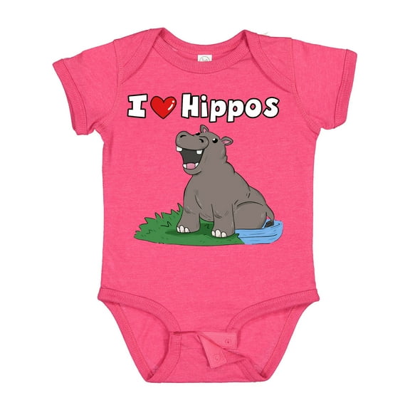 Inktastic I Love Hippos Boys or Girls Baby Bodysuit