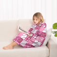 thumbnail image 4 of Pink Plaid Baseball Pattern Blanket Hoodies for Kids 6-13YR Oversize Wearable Blanket Hoodies for Boys Girls Teens, 4 of 7