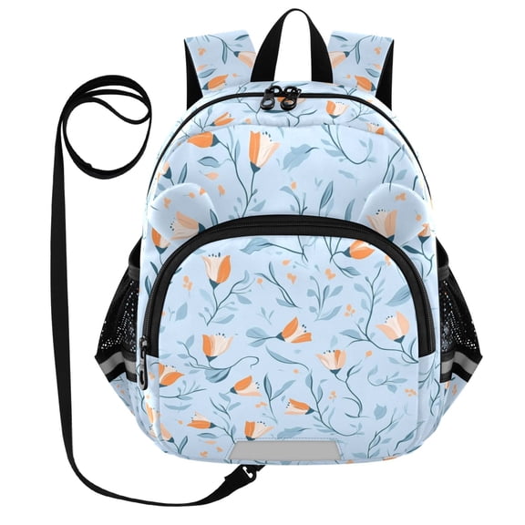 Kid's Toddler Backpack with Safety Leash Lightweight Bookbag with Reflective Strips Small Tulips Pattern Small