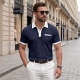 thumbnail image 2 of LTTVQM Polo Shirts for Men Casual Short Sleeve Button Golf Slim Fit Shirt with Pocket & Collar 2026 Spring Summer Stylish Tops Navy 3XL, 2 of 6