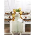 thumbnail image 5 of DII 14x72" Modern Cotton Striped Fringed Table Runner in Thyme Green, 5 of 6