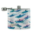 thumbnail image 2 of Dolphin Swimming Pod Pattern Stainless Steel 5oz Hip Drink Kidney Flask, 2 of 4