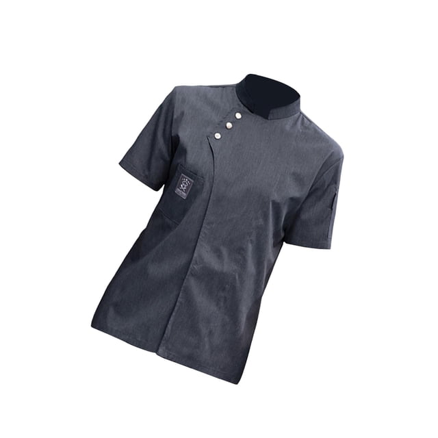 Baohd Chef Jacket Short Sleeve Cooking Clothes Simple Chef Coat for Restaurant Gray XXXL