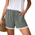 thumbnail image 2 of Sentmoon Workout Shorts Women Drawstring Elastic Waist Flowy Shorts Breathable Solid Color Lace Regular Fit Shorts Women Fashion for Work and Smart Casual Vacation S-2XL, 2 of 8