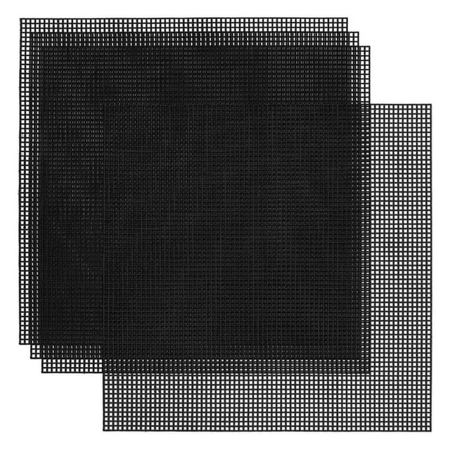 4PC Plastic Canvas Sheets 30x30cm Square Mesh Sheets Black Plastic Needlepoint for Embroidery Crafting Yarn Knit Crochet