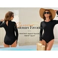 thumbnail image 2 of Ocean Blues Women's UPF 50+ UV Sun Protection Zipper Rash Guard Long Sleeve One Piece Swimsuit Black Swimwear Tummy Control One Piece Bathing Suit, 2 of 10