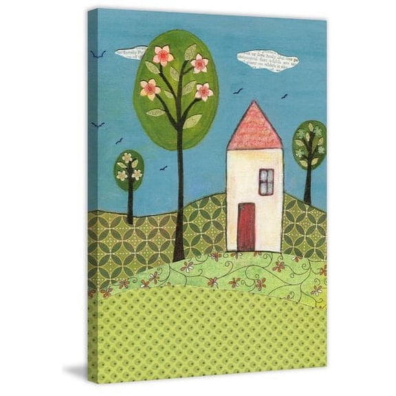 Marmont Hill "Little White House" by Sascalia Painting Print on Wrapped Canvas