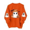 thumbnail image 6 of Women's Halloween Sweatshirt Cute Ghost Print Long Sleeve Crew Neck Relaxed Fit Casual Pullover Fall Holiday Party Tops 2026, 6 of 7