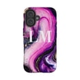 thumbnail image 1 of Personalised Purple Swirl Marble Initials iPhone 16 Plus Case, iPhone 14, 1 of 4