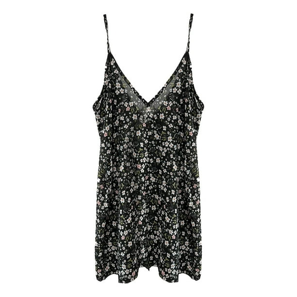 Vestido para Dama Mima2 Ligero Juvenil Floreado Negro con Blanco Talla M