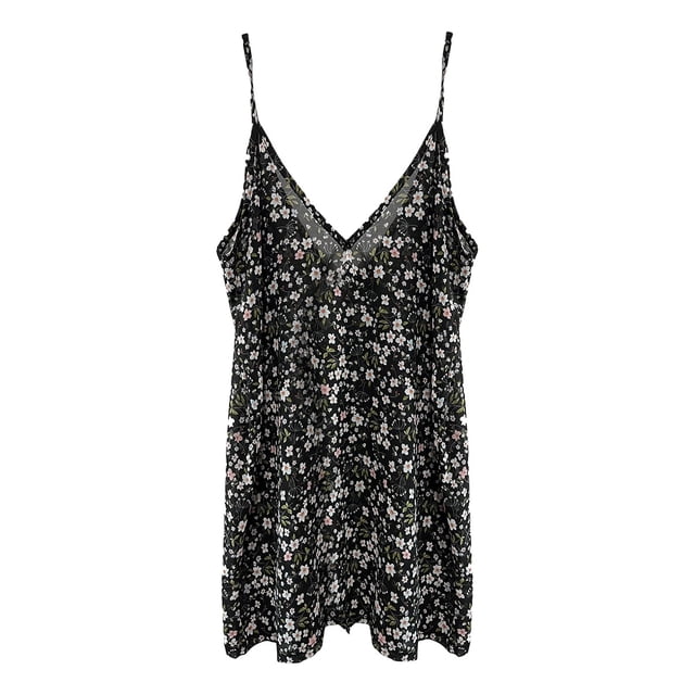 Vestido para Dama Mima2 Ligero Juvenil Floreado Negro con Blanco Talla M
