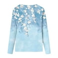 thumbnail image 4 of IROINNID Polyester Long Sleeve T Shirt for Women Comfortable Ladies Round Neck Loose Tops Print T-Shirts Blouse,Light Blue, 4 of 5
