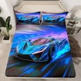 thumbnail image 2 of Castle Fairy Racing Car Twin Sheet Sets for Kids Teenagers,Black Blue Bedding, 2 of 7