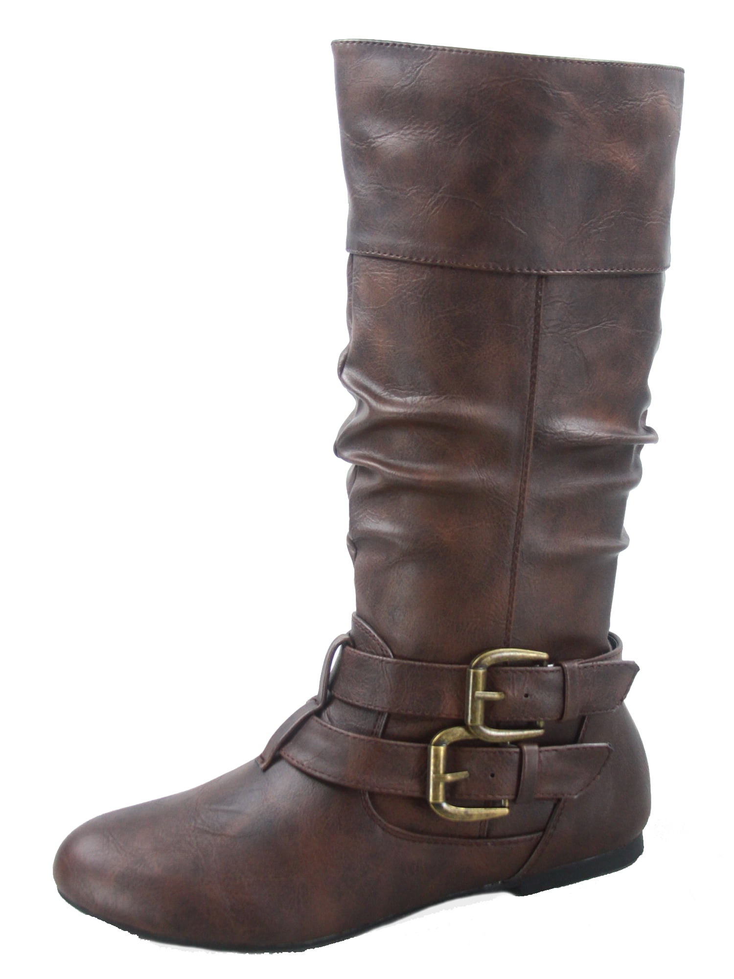 slouch mid calf heeled boot