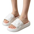 thumbnail image 4 of Unisex House Slippers, Plaid Pattern Indoor Slides, Soft EVA Open Toe Slippers, Comfort Bedroom Footwear, Non‑Slip Casual Summer Slippers for Household Daily Everyday Wear White, 4 of 4
