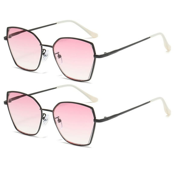 2 Pairs of Fashion Gradient Pink Reading Glasses 3.50 for Women, Metal Oversized PROGRESSIVE Presbyopic Glasses, Sunglasses Black Readers  3.50