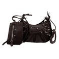 thumbnail image 1 of Bolso Bandolera Remache con Cartera Pequeña y Corazón Espejo Media Luna Café, 1 of 9