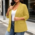 thumbnail image 5 of MaFYtyTPR Plus Size Women's Suit Jacket Solid Color Open-front Lapel Pocket 3/4 Sleeve Blazers With Padded Shoulder Lining for Casual Office A-Yellow XL, 5 of 6