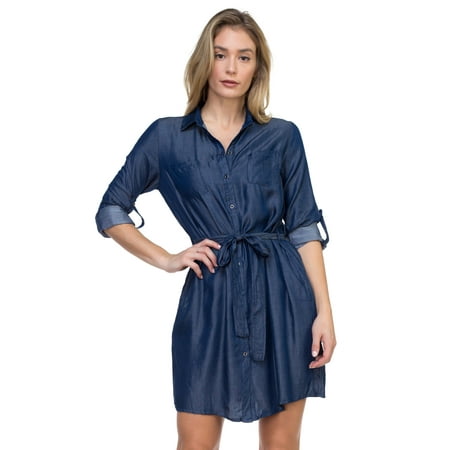 Denim - OFASHIONUSA Denim Roll Up Sleeve Mini Dress
