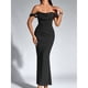 thumbnail image 4 of Vestido Maxi con Hombros Descubiertos, Corsé Fruncido, Ajustado, Vestidos Formales para Invitadas de Boda para Mujeres Negro M, 4 of 8
