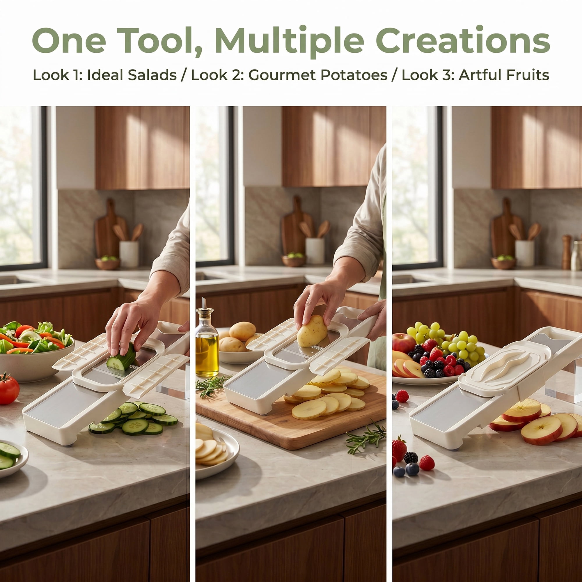 Unique Bargains Plastic Rust-Free Steel Slicer with Ergonomic Handle 4 in 1(B) 14.8"x3.9"