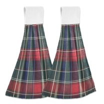 Yayeee Kitchen Hanging Hand Towels Set of 2 with Loop Bathroom Absorbent Tie Towel, Warm Tartan Mosaic